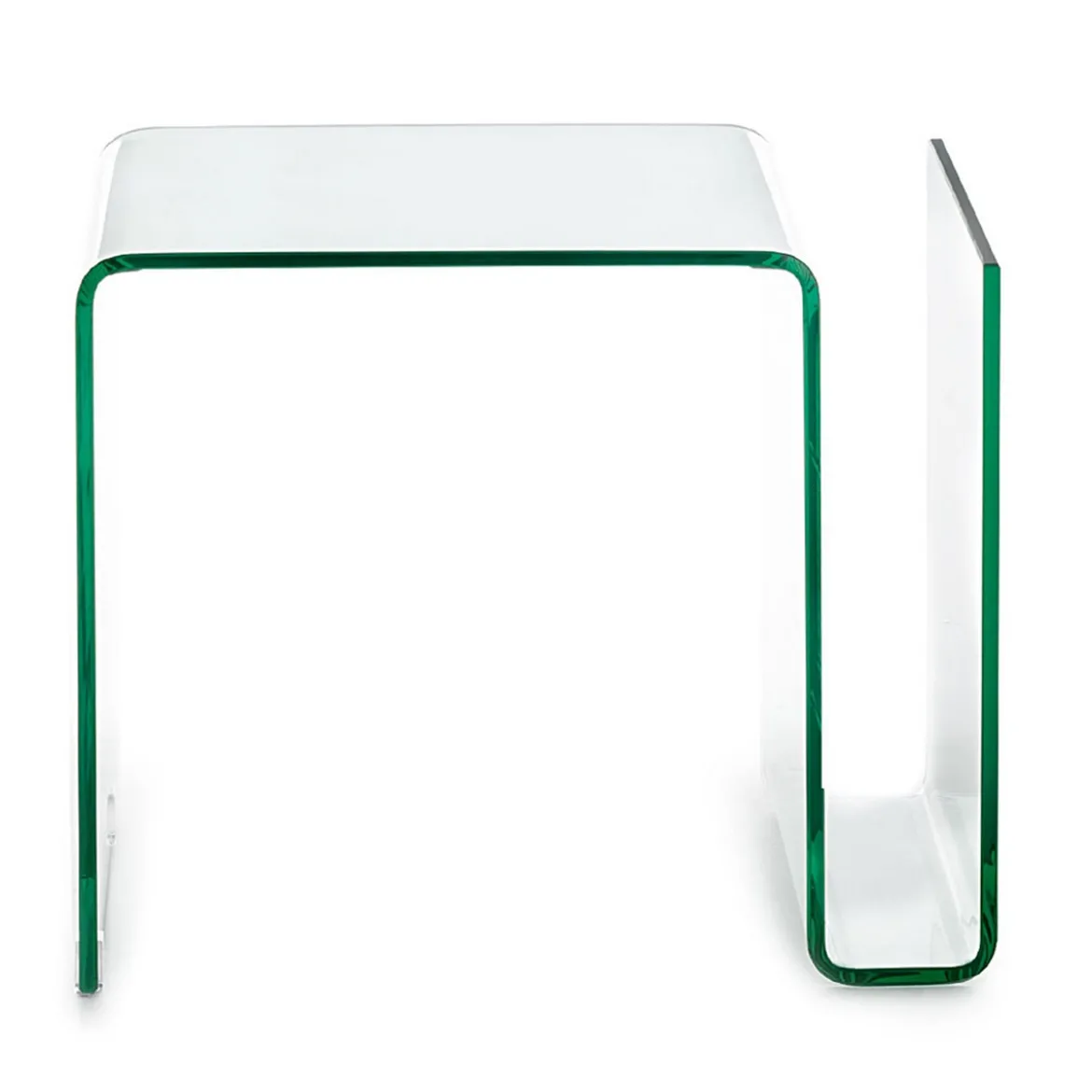Magazine tavolino comodino in vetro curvato 48x40 h38 cm