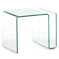 Magazine tavolino comodino in vetro curvato 48x40 h38 cm