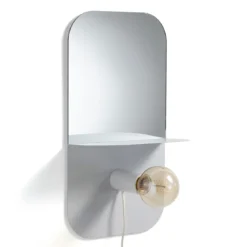Magic shelf lampada mensola specchio comodino in metallo bianco opaco con luce con magnete