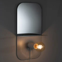 Magic shelf lampada mensola specchio comodino in metallo bianco opaco con luce con magnete