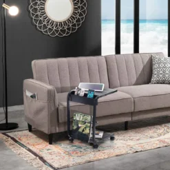 Magiko carrello multifunzionale in acciaio piani finitura legno grigio scuro 32x38.5 h55 cm