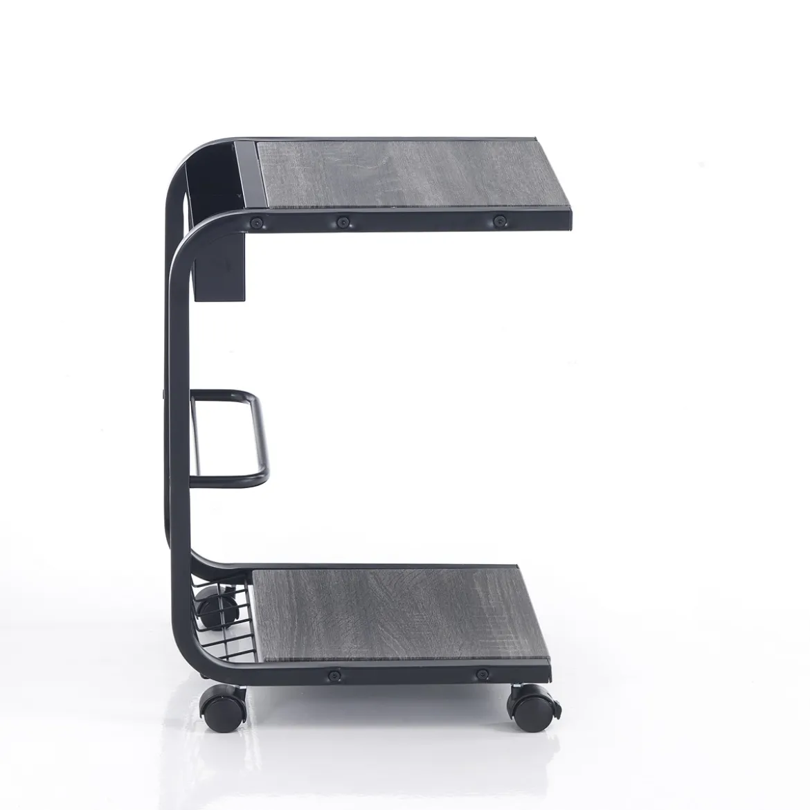Magiko carrello multifunzionale in acciaio piani finitura legno grigio scuro 32x38.5 h55 cm