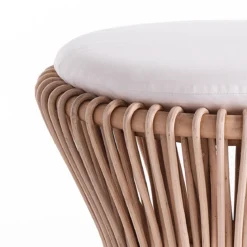 Mamo omar sgabello in rattan e cotone bianco d45xh48 cm