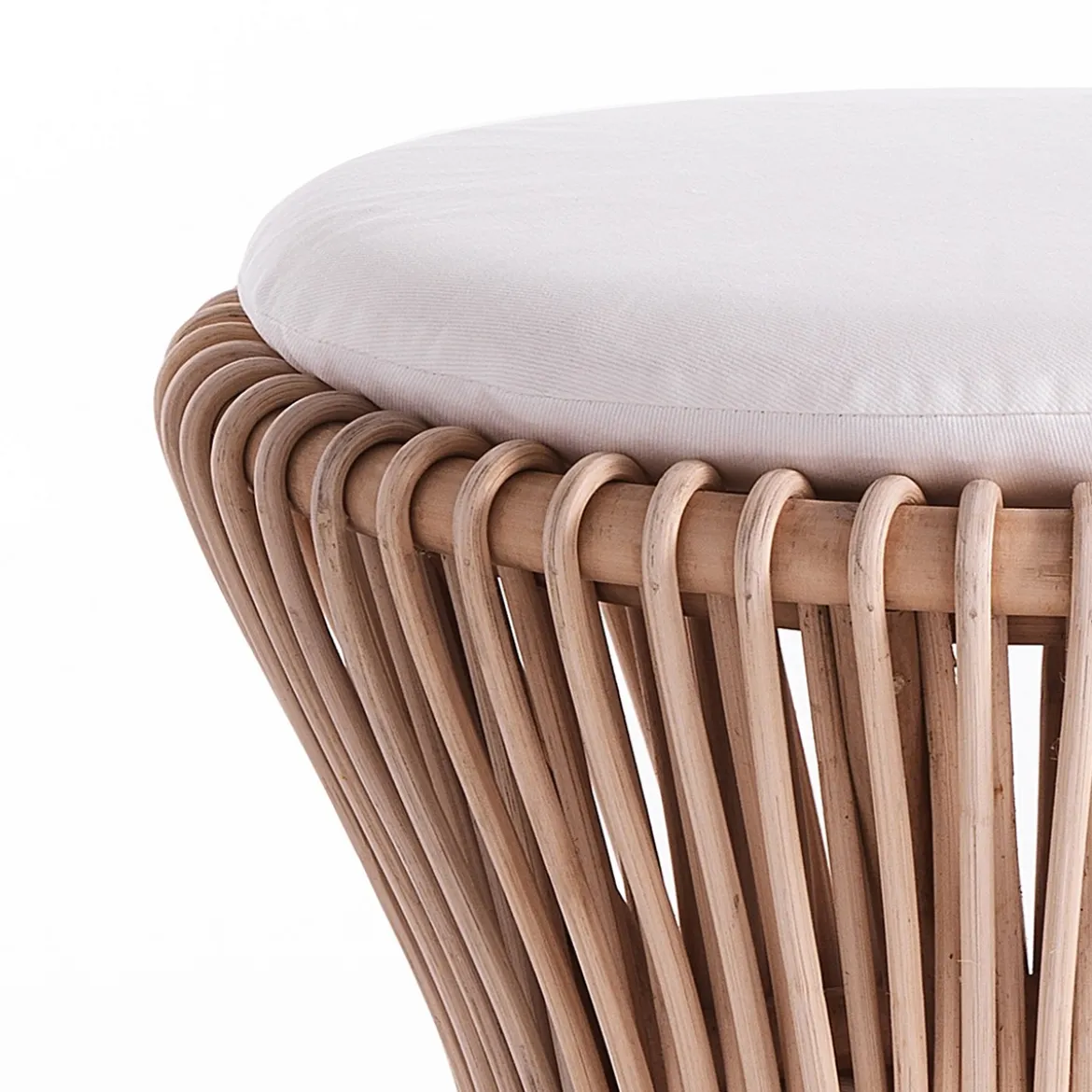 Mamo omar sgabello in rattan e cotone bianco d45xh48 cm