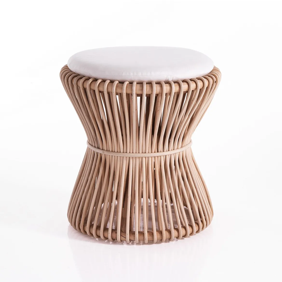 Mamo omar sgabello in rattan e cotone bianco d45xh48 cm