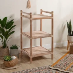 Manjung scaffale in rattan 3 ripiani 40x40xh80 cm