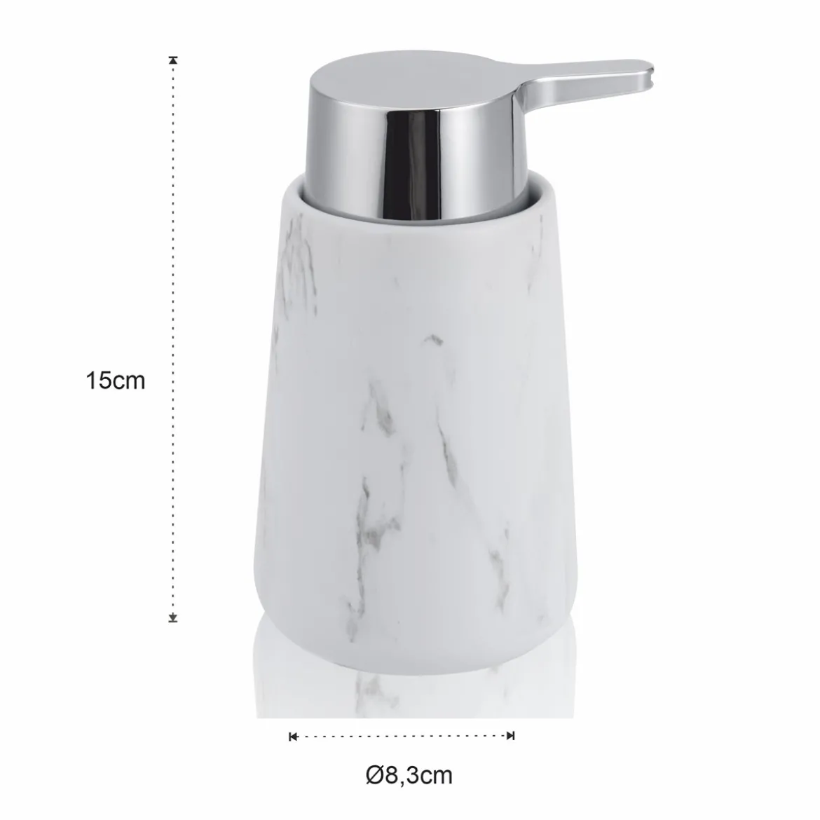 Marble b dispenser portasapone ceramica effetto marmo bianco opaco d8.3 h15 cm