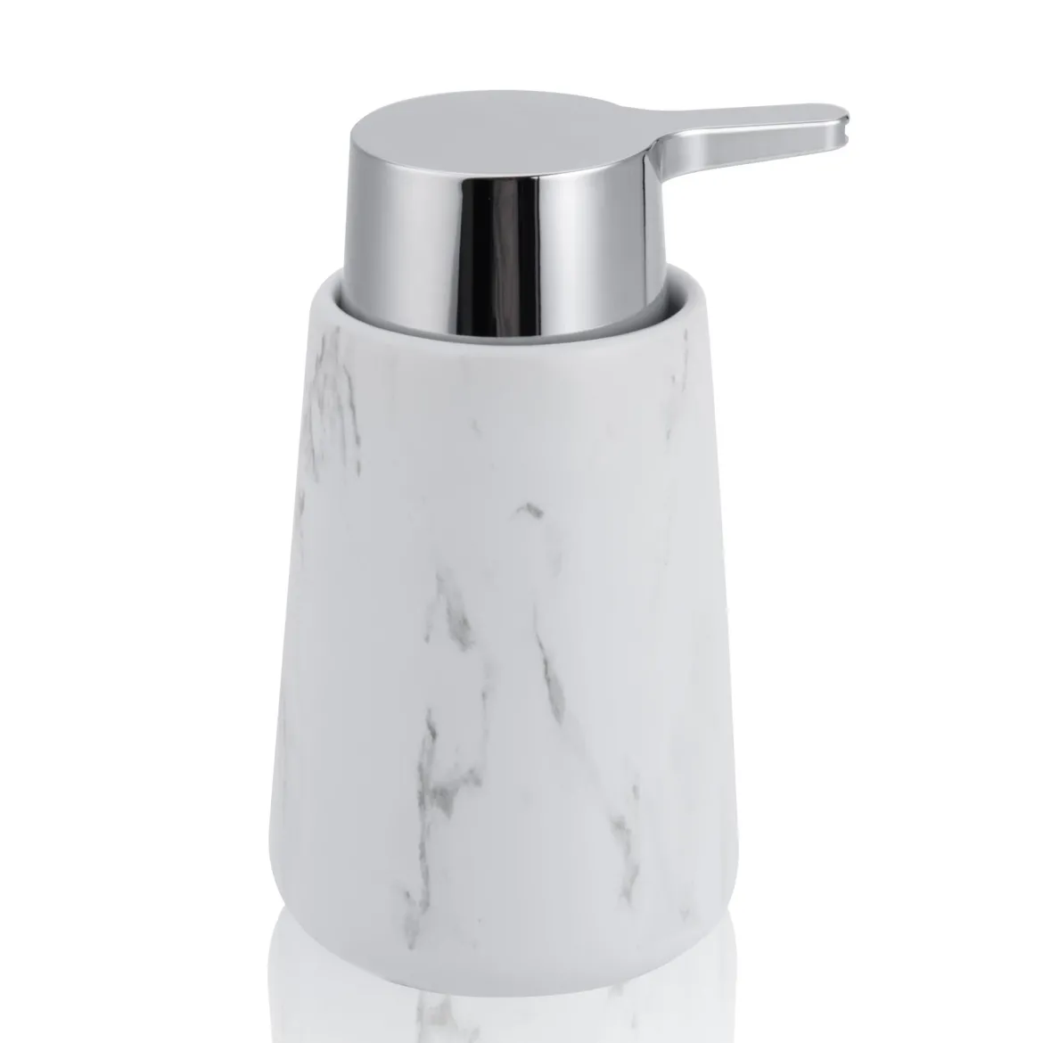 Marble b dispenser portasapone ceramica effetto marmo bianco opaco d8.3 h15 cm