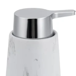 Marble b dispenser portasapone ceramica effetto marmo bianco opaco d8.3 h15 cm