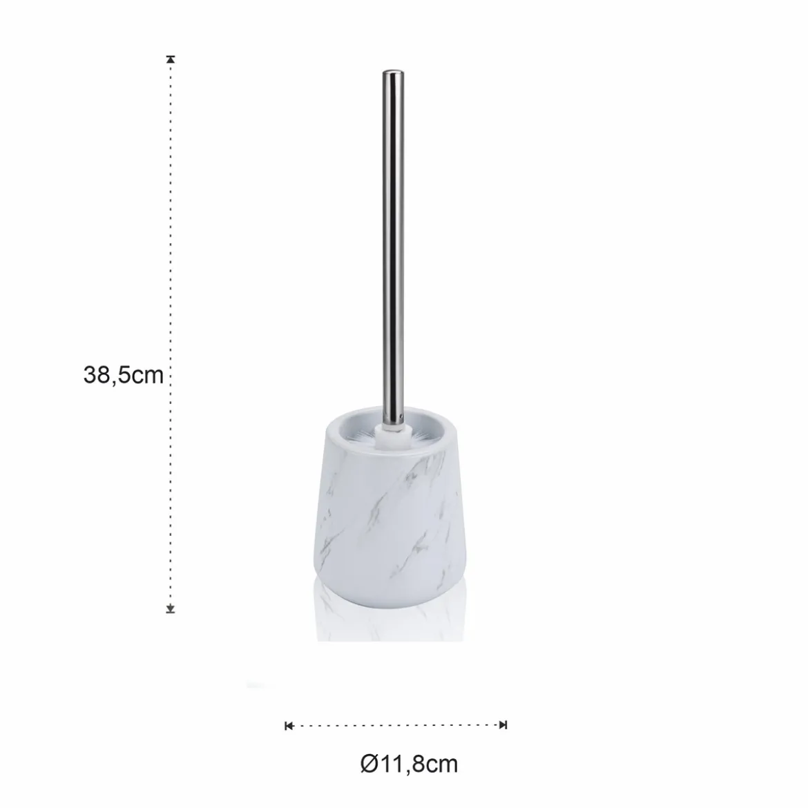 Marble b portaspazzolino toilette ceramica effetto marmo bianco opaco d11.8 h38.5 cm