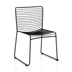 Martha black sedia interno esterno in acciaio colore nero opaco impilabile h.79 l.49 p.53 cm