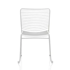 Martha white sedia interno esterno in acciaio colore bianco opaco impilabile h.79 l.49 p.53 cm