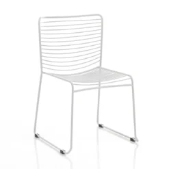 Martha white sedia interno esterno in acciaio colore bianco opaco impilabile h.79 l.49 p.53 cm