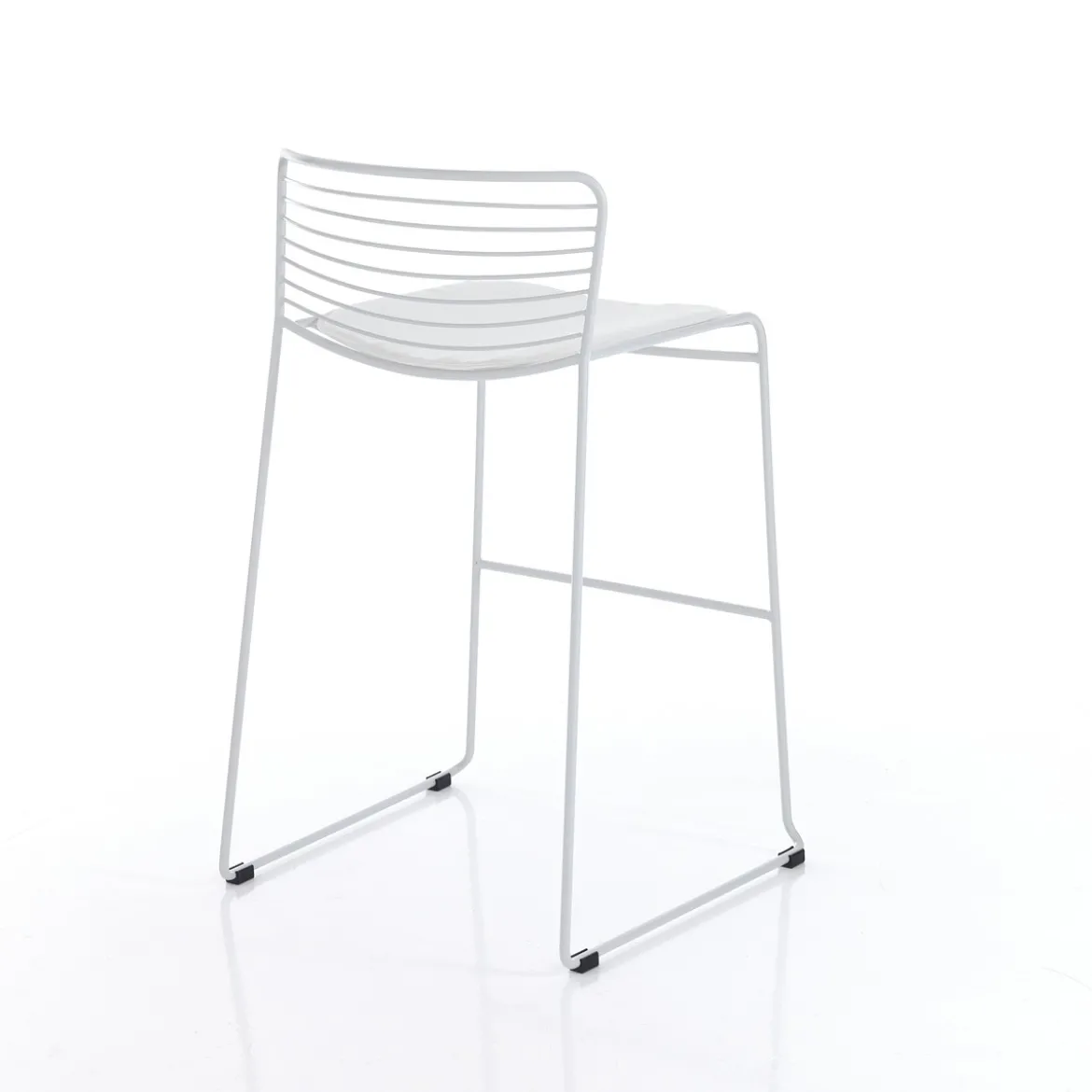 Martha white sgabello da interno / esterno in tessuto e acciaio bianco 55x51xh90 cm