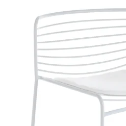 Martha white sgabello da interno / esterno in tessuto e acciaio bianco 55x51xh90 cm