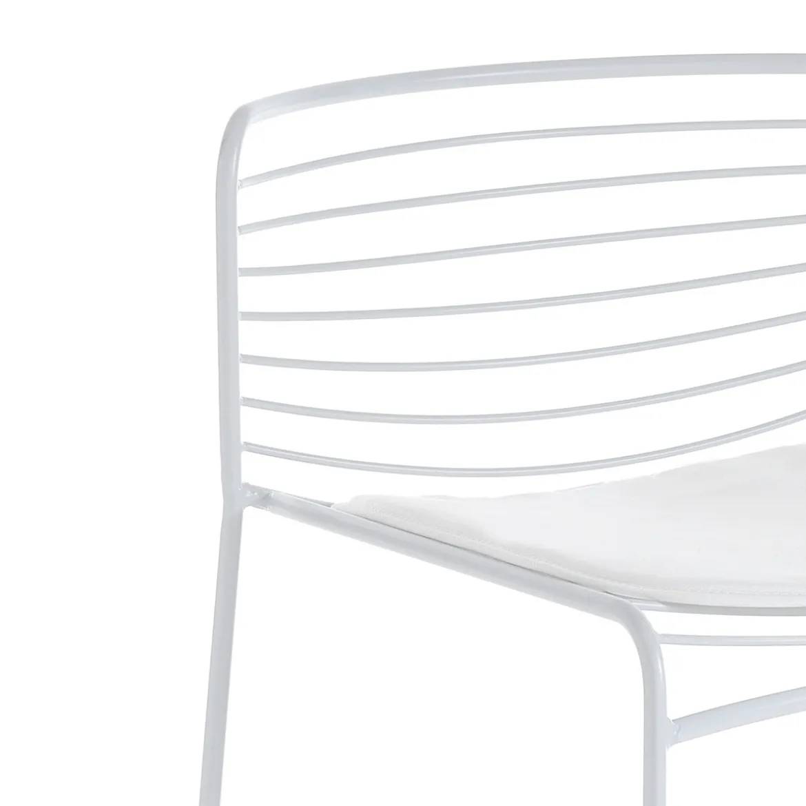Martha white sgabello da interno / esterno in tessuto e acciaio bianco 55x51xh90 cm