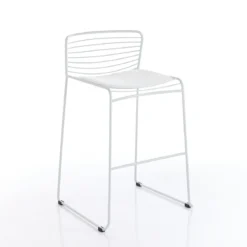 Martha white sgabello da interno / esterno in tessuto e acciaio bianco 55x51xh90 cm