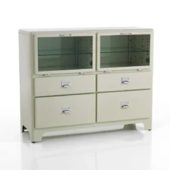 Mash white mobile 2 ante 4 cassetti produzione dulton in acciaio laccato di colore avorio lucido l120 p45 h97 cm