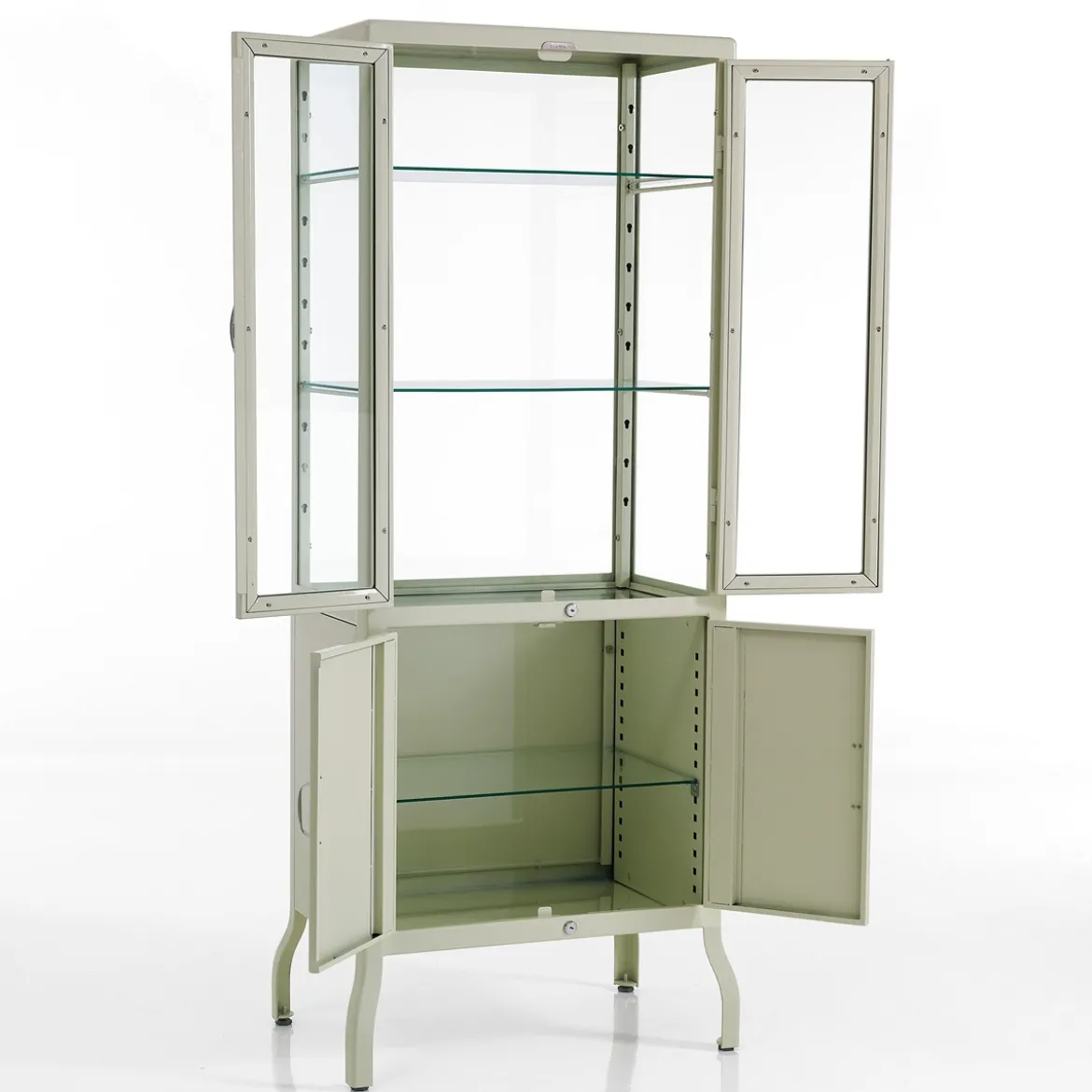Mash white vetrina alta 4 anta produzione dulton in acciaio laccato di colore avorio lucido l72 p45 h171 cm