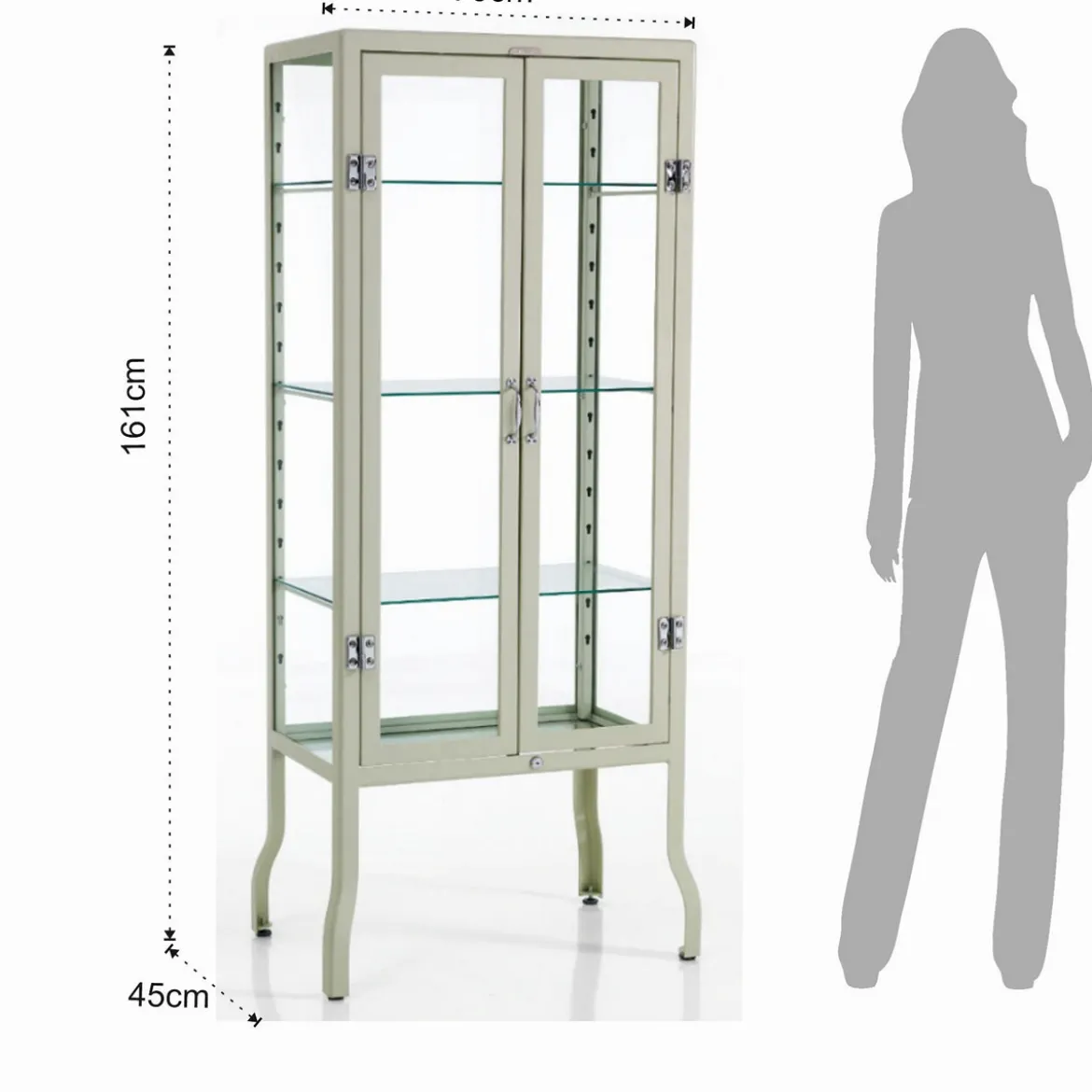 Mash white vetrina alta 2 ante produzione dulton in acciaio laccato di colore avorio lucido l70 p45 h161 cm