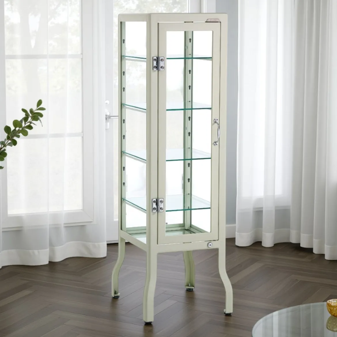 Mash white vetrina 1 anta produzione dulton in acciaio laccato di colore avorio lucido l40 p45 h126 cm