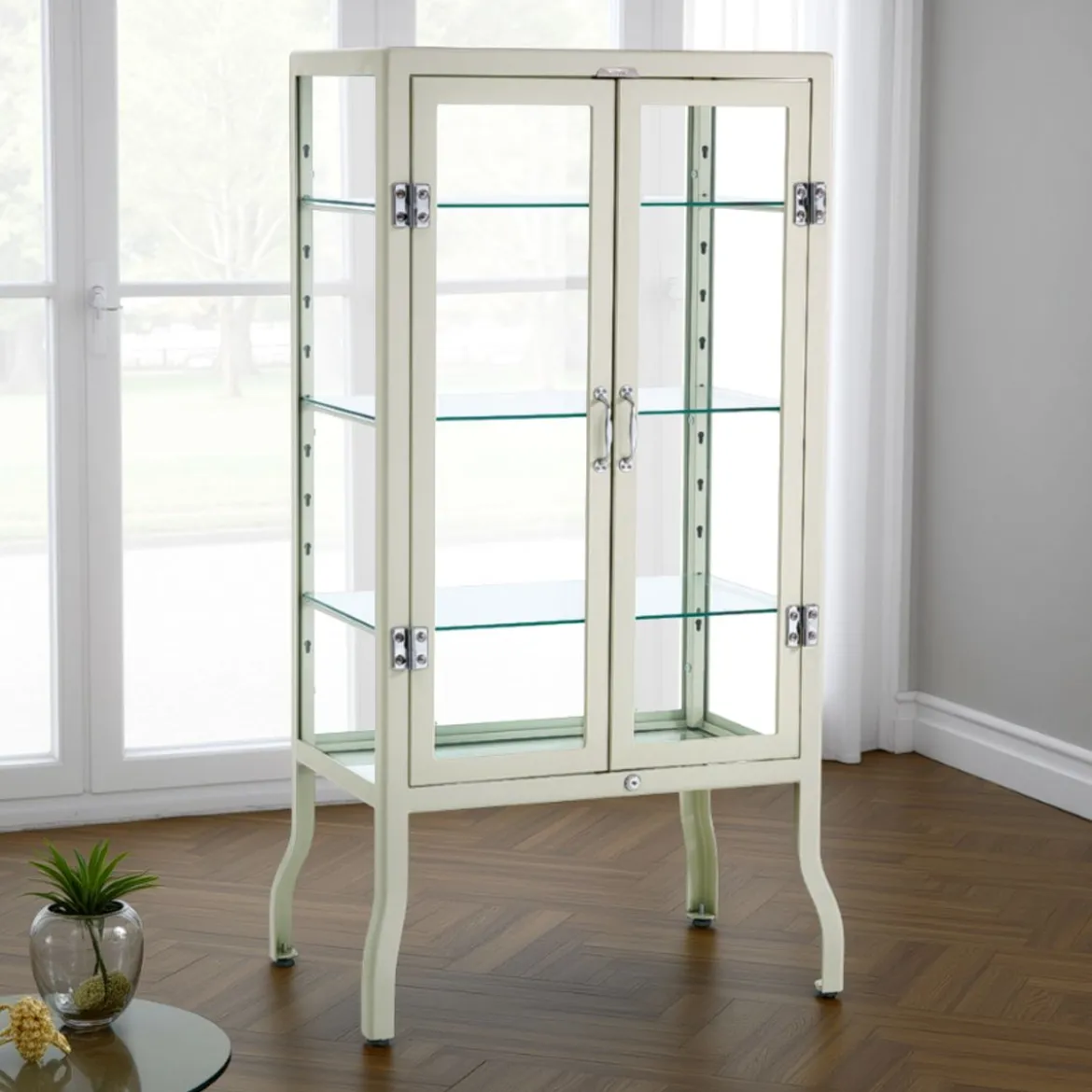 Mash white vetrina 2 ante produzione dulton in acciaio laccato di colore avorio lucido l70 p45 h131 cm