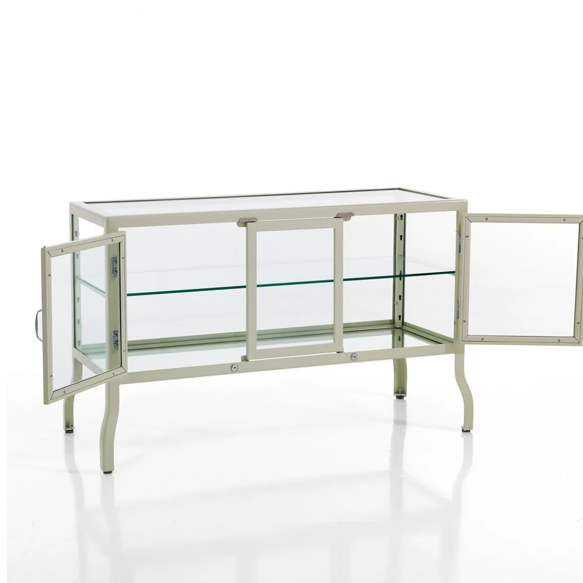 Mash white vetrina 3 ante produzione dulton in acciaio laccato di colore avorio lucido l125 p50 h76 cm