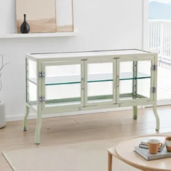 Mash white vetrina 3 ante produzione dulton in acciaio laccato di colore avorio lucido l125 p50 h76 cm
