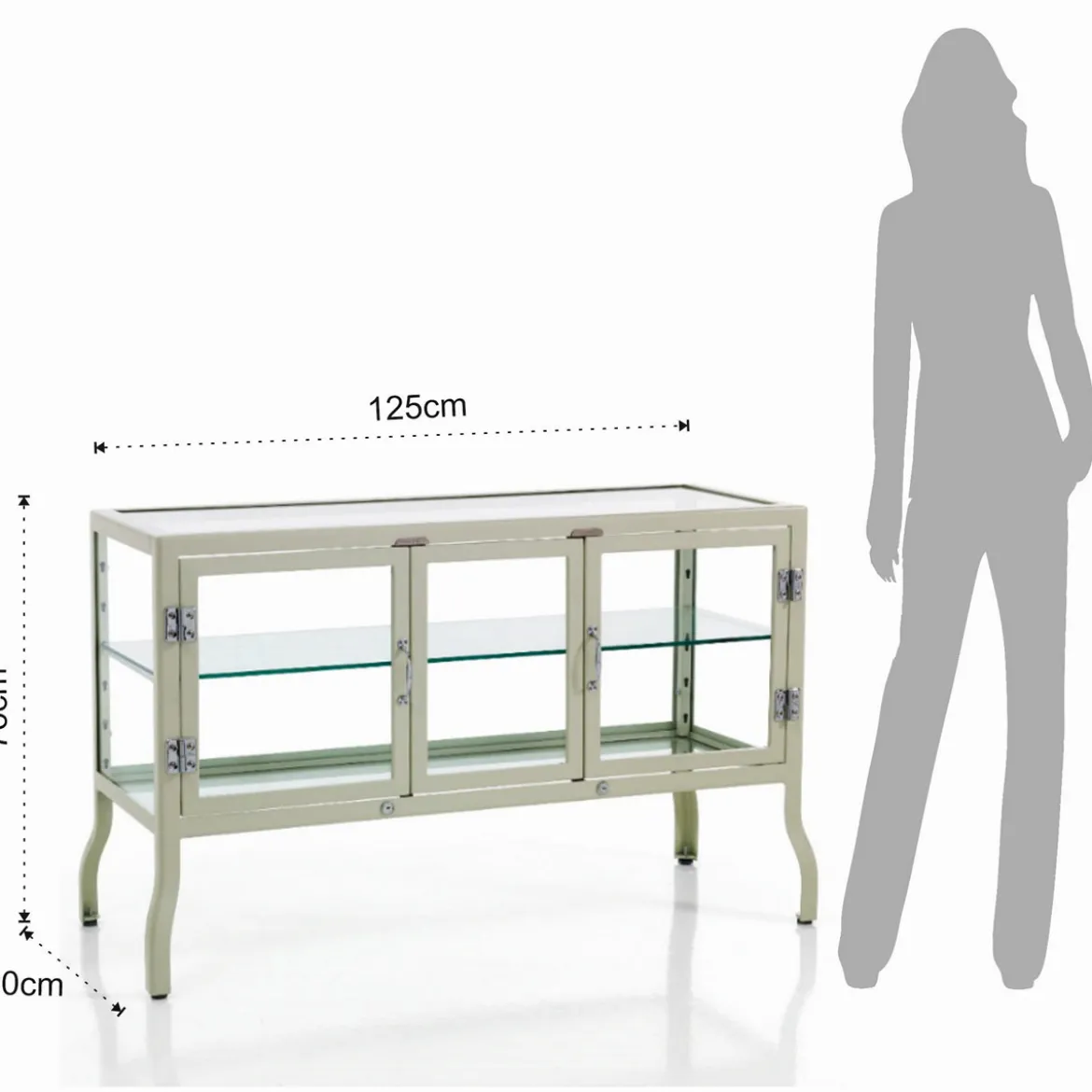 Mash white vetrina 3 ante produzione dulton in acciaio laccato di colore avorio lucido l125 p50 h76 cm