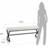 Maxim evo panca in tessuto écru e struttura in metallo nero opaco h45 l122 p42 cm