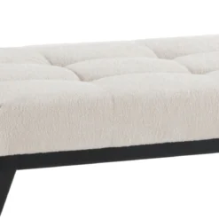 Maxim evo panca in tessuto écru e struttura in metallo nero opaco h45 l122 p42 cm