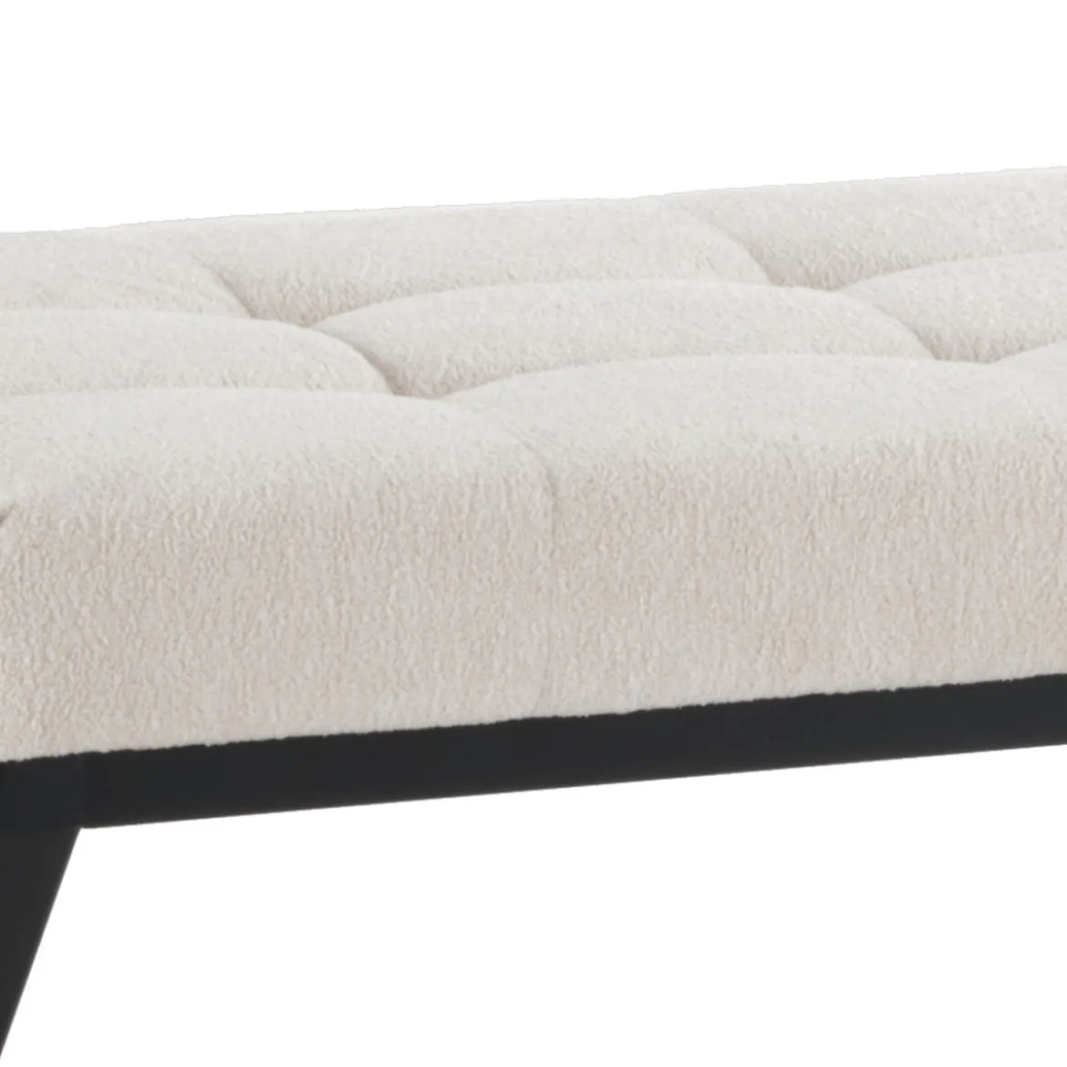 Maxim evo panca in tessuto écru e struttura in metallo nero opaco h45 l122 p42 cm