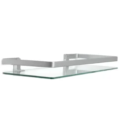 Mazzo mensola da parete in metallo finitura alluminio vetro trasparente 50x19 h5 cm