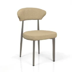 Melania Beige Platinum sedia imbottita tessuto beige struttura metallo platino opaco h81 l48 p57 seduta h47