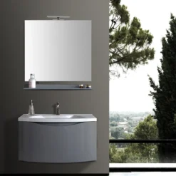 Mensola in metallo laccato grigio opaco l100x15 cm