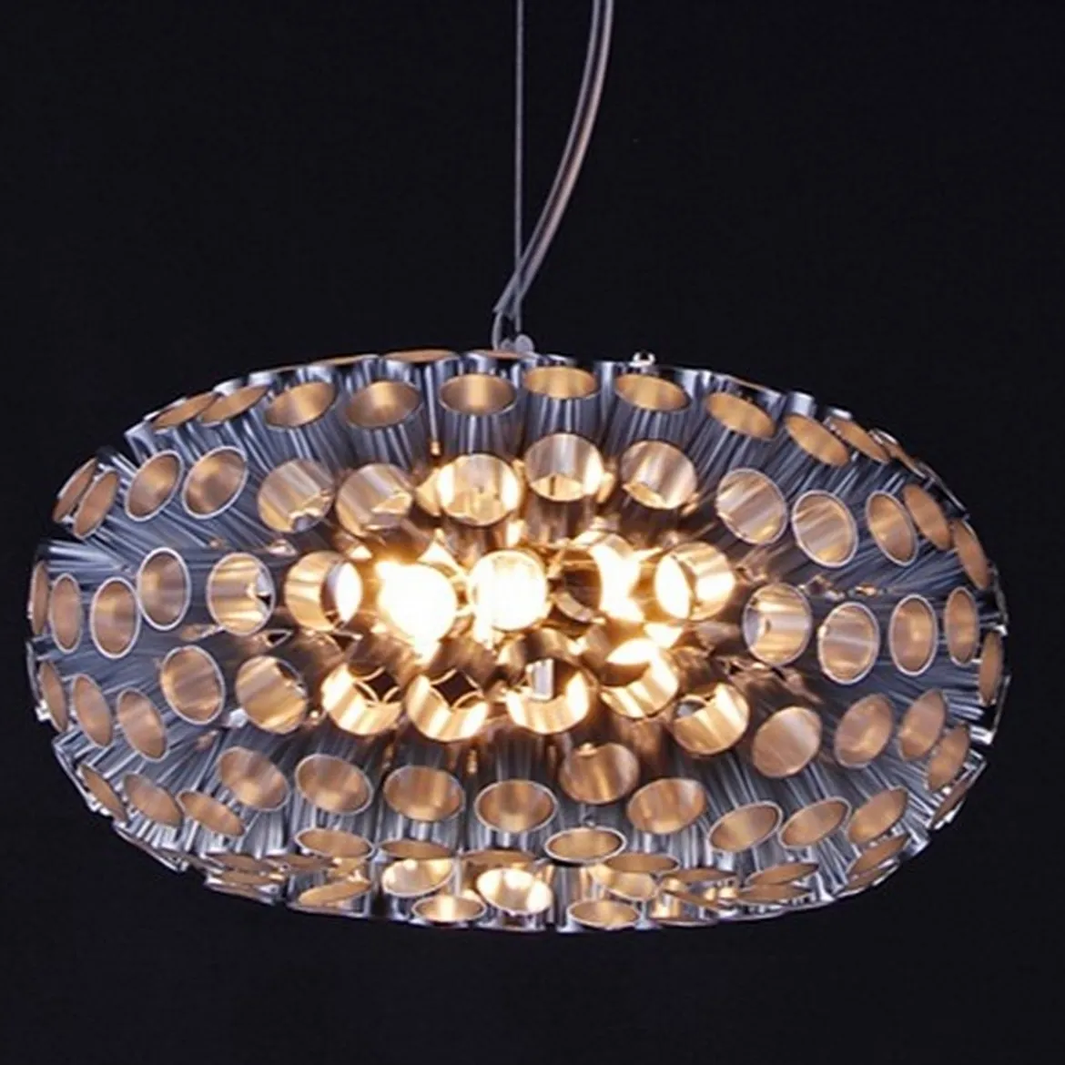 Meteora lampadario in metallo cromato filo regolabile d38 h20 cm