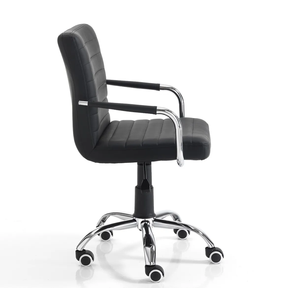 Milko black sedia da ufficio regolabile e girevole in pelle sintetica nera con ruote 52x56 h82/92 cm