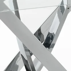 Mill 140 Tavolo / Scrivania in Vetro Temprato trasparente con gambe in Acciaio Cromato, 140 x 80 X H 76 cm