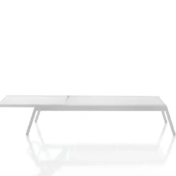 Milos lettino da mare in alluminio bianco opaco e tessuto textilene bianco 56x200xh35 cm