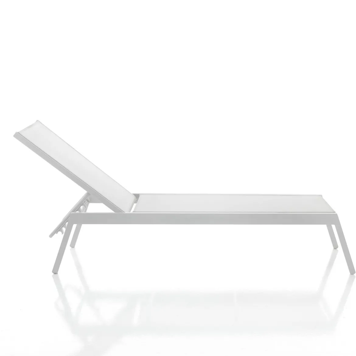 Milos lettino da mare in alluminio bianco opaco e tessuto textilene bianco 56x200xh35 cm