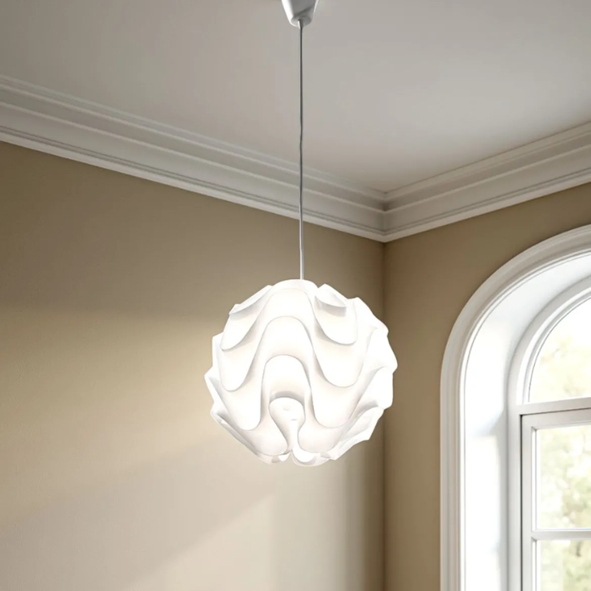 Mix white lampadario in bianco con filo regolabile e paralume d44 h44 cm
