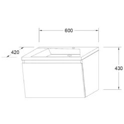Mobile bagno con base 60 lavello bianco sospesa mdf laccato bianco lucido con lavello e cestone 60x42xh43 cm
