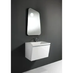 Mobile bagno con base 60 lavello bianco sospesa mdf laccato bianco lucido con lavello e cestone 60x42xh43 cm
