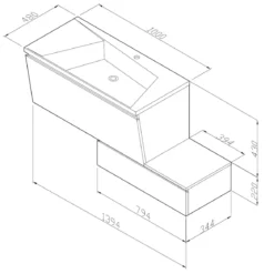 Mobile bagno con base 100 sospesa lavello bianco lucido con lavello e cestone 100x48xh43 cm