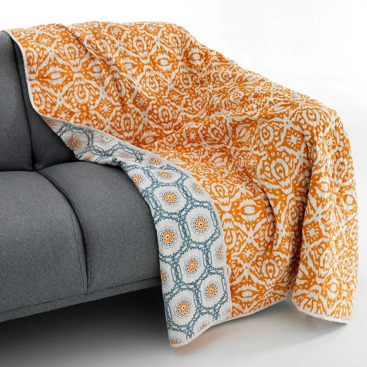 Moena plaid cotone colore giallo 100% cotone 135 x 190 cm