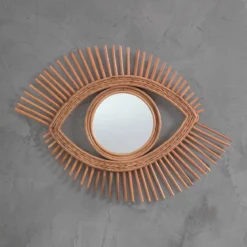 Moti specchio da parete occhio in rattan colore naturale 70x45 cm