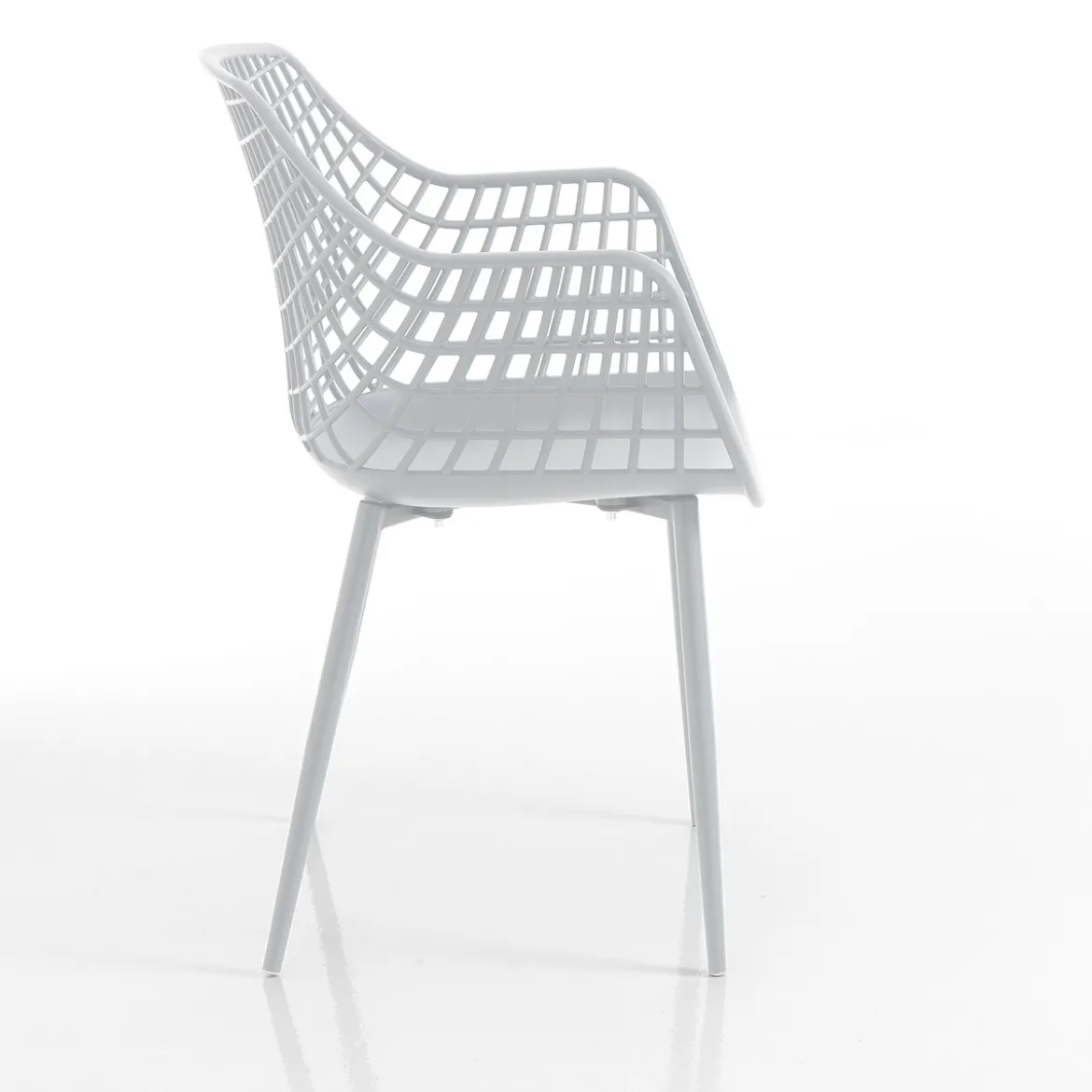 Nairobi white plus sedia con braccioli da interno esterno in polipropilene e acciaio bianca opaco 57x56xh85 cm