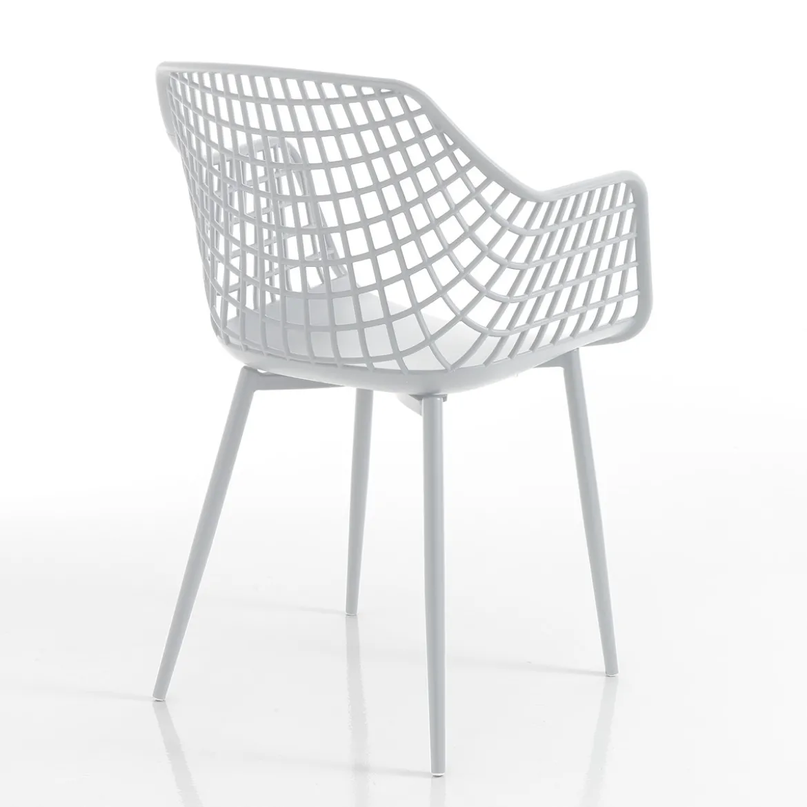 Nairobi white plus sedia con braccioli da interno esterno in polipropilene e acciaio bianca opaco 57x56xh85 cm