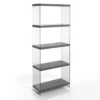 Nancy 75 cement libreria 5 in vetro trasparente e finitura cemento 70x29.5xh170 cm