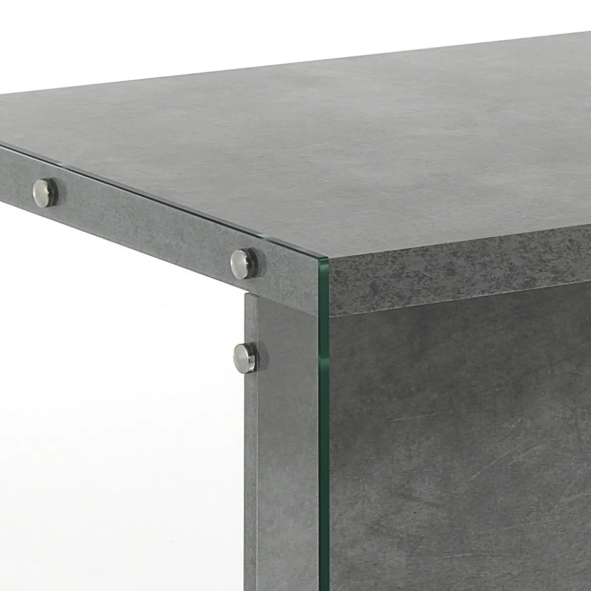 Nancy Cement Scrivania in Vetro trasparente e top finitura Cemento, 120 x 56 x h 75 cm
